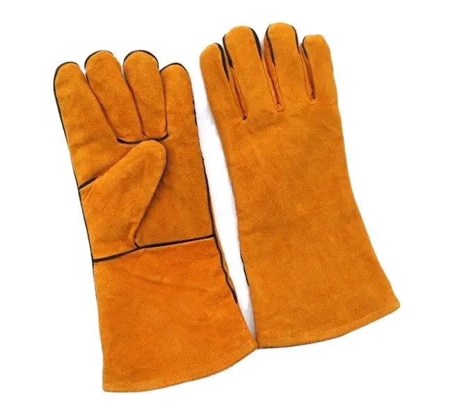 Welding Gloves Yulan LC503 Yellow Long Cuff Cow Split Welding Leather Work Glove