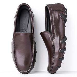 Mocasines casuales de cuero para hombre, sin cordones, de color sólido negro y marrón, para oficina, origen Wenzhou - Product Image 2