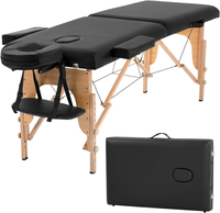 Table de massage pliable en bois portable, réglable en hauteur, avec sac de transport