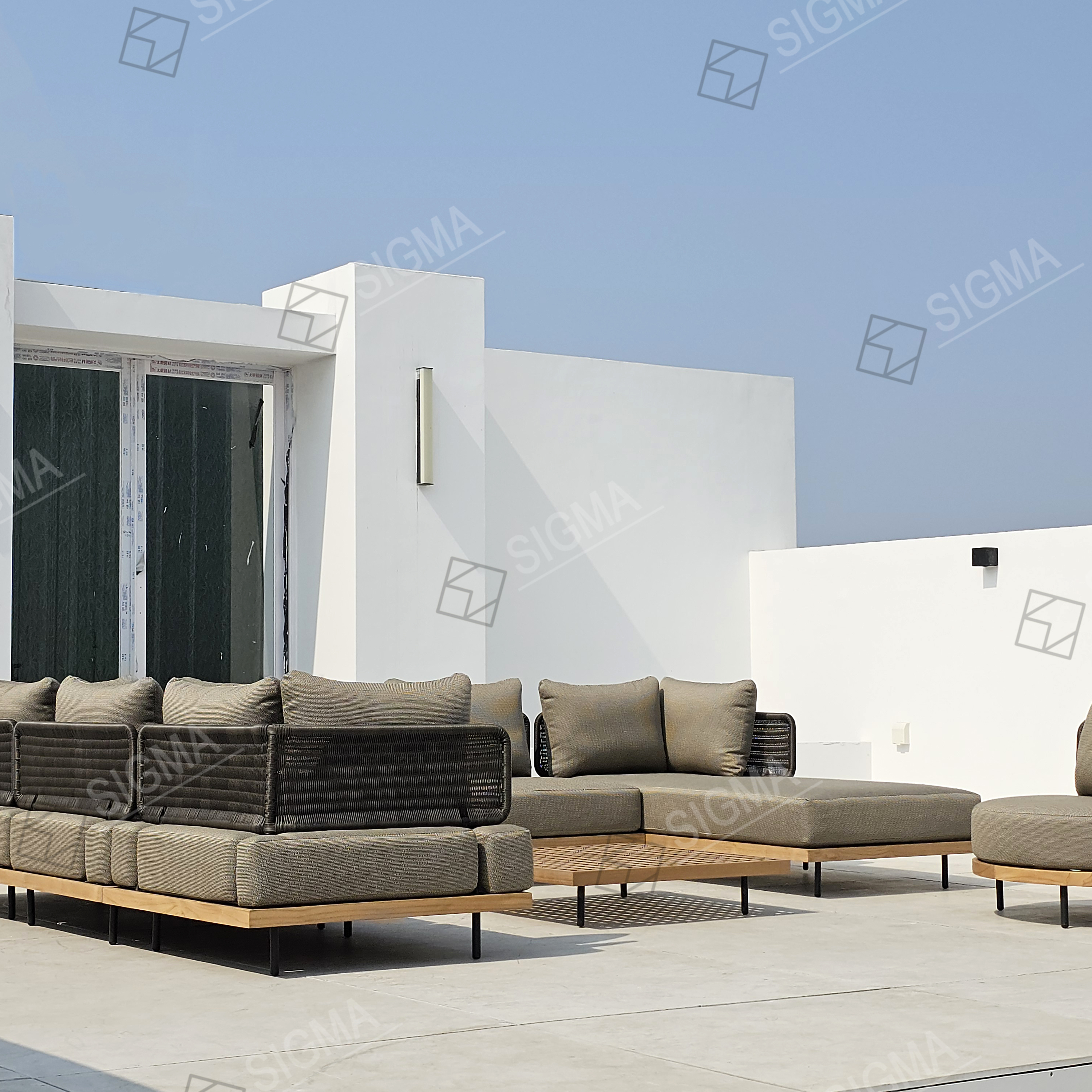 2025 Luxury Modern Teak Solid Outdoor Sofa Set for Apartments Pools Villas Farmhouses Hotels Parks Courtyards