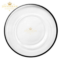 Assiette de présentation en verre transparent avec bordure argentée, assiette ronde pour dîner, décoration de table pour mariage, banquet, réception, événement, fête