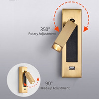 Lampe murale LED créative Win-Win pour chambre d'hôtel, style américain, applique de chevet pour chambre à coucher avec port de charge USB