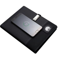 Carnet Multifonctionnel A5 en Cuir PU avec Recharge sans Fil, Agenda Rechargeable, et Banque d'Énergie, Logo Lumineux Personnalisable