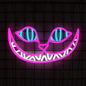Enseignes néon Chat du Cheshire, Lumières néon <span class=keywords><strong>Alice</strong></span> au pays des merveilles pour décoration murale, Lumières LED Chat souriant à intensité variable - Product Image 2