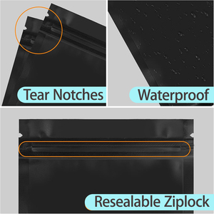 Túi màu đen có thể khóa lại túi Mùi 3.5 Túi Mylar hai mặt mờ màu đen phẳng túi nhiệt có thể bịt kín - Product Image 3