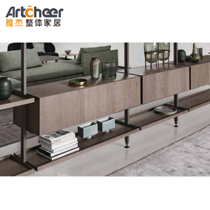 Espositore design moderno struttura in metallo con cassetti in legno per soggiorno - Product Image 2