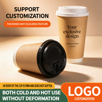 Gobelets à café en papier à double paroi biodégradables avec couvercles, gobelets jetables écologiques avec logo personnalisé pour les boissons chaudes et les cafés