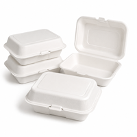 Boîte à clapet en bagasse de canne à sucre de 600 ml, compostable, jetable, pour la restauration rapide à emporter (vente en gros)