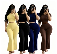 Ensemble deux pièces d'été pour femme, style européen et américain 2026, nouveau modèle, uni, coupe large, taille haute, effet galbant et moulant