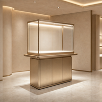 Comptoir d'exposition de bijoux et de montres sur mesure avec vitrine en verre, éclairage LED et armoire de rangement