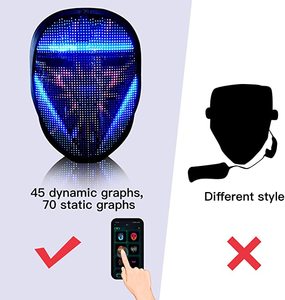 EDMコスチューム、コスプレパーティー用大人向けLEDマスク、LEDフルフェイスマスク、アプリでBluetoothプログラマブルLEDハロウィンマスク - Product Image 4