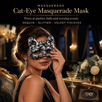 Masque de bal de carnaval sexy en dentelle noire, accessoires de cosplay, collection de masques série chat, oreilles de chat, rétro, fête de carnaval