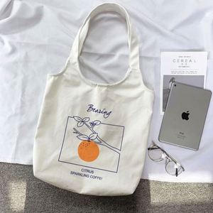 Bolsa de Compras de Hombro de Algodón Reutilizable al Estilo Japonés para Estudiantes, Linda Bolsa de Lona Orgánica con Estampado de Dibujos Animados - Product Image 5