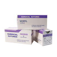 Faible MOQ, en stock, marqué CE, stérile, Vicryl résorbable 75cm 2/0 3/0 4/0 1 2, suture chirurgicale vétérinaire