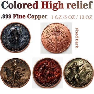 Pièce de monnaie en cuivre pur 999 de 1 oz, série Sportive Quatre Chevaliers de l'Apocalypse, couleur, haute relief, UV 3D, édition de collection - Product Image 5