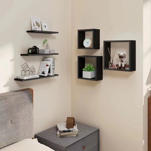 <b>Wall</b>-<b>mounted</b> Wooden Storage Rack Rectangle 2 Layers Floating <b>Shelf</b> For Living Room <b>Wall</b> Decoration - Product Image 1