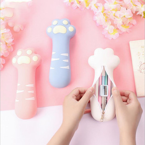 Tùy Chỉnh Bút Chì Trường Hợp Với Dây Kéo In Logo Thời Trang Mềm Silicone Bút Chì Túi Mèo Claw Hình Dạng Hộp Bút Chì - Product Image 2