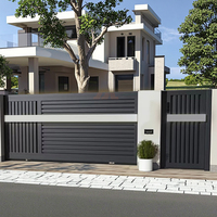 Porte coulissante électrique à ouverture automatique en alliage d'aluminium, personnalisable, de style industriel moderne, respectueuse de l'environnement, pour villas