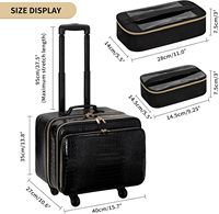 Valise de Maquillage à Roulettes Personnalisable avec Logo, en PU, à Poignée Télescopique, Grande Trousse de Voyage 3 Couches pour Coiffeur, Motif Alligator