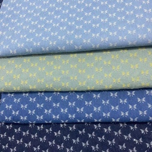 Tissu denim bleu clair prix usine, tissu denim délavé, tissu denim foncé brodé papillon et nœud pour jupe et robe femme - Product Image 6