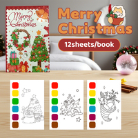 Livre de coloriage à l'eau de Noël, 12 feuilles, pour enfants de 3 à 8 ans, Père Noël, sapin, bonhomme de neige, pour fête, salle de classe, cadeau de vacances, tout-petit