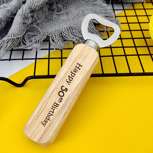 Ouvre-bouteille exclusif transfrontalier en bois et acier inoxydable pour la maison avec gravure personnalisée pour anniversaire - Product Image 3