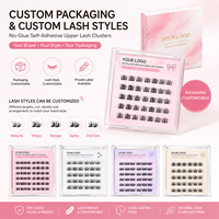 Extensions de cils synthétiques personnalisées 5D effet wispy, longueurs mixtes, auto-adhésives, DIY, marque privée, vente en gros, faible MOQ