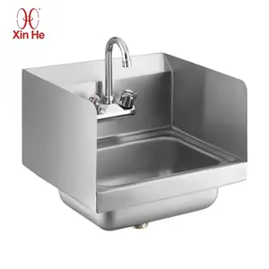 Customized SS 304 Commercial Splash Guard Washing Sink Wall Mount Stainless Steel Hand Wash Sink