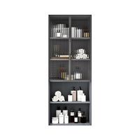 Mueble de Nicho Empotrado Moderno de Acero Inoxidable con Puertas de Vidrio y Estantes Impermeables para Baño, Ducha, Balcón
