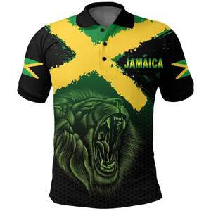 Sublimación impresa Día DE LA Independencia de Jamaica Polo Jamaica Lion Roar Polo con estilo salvaje Dropshipping OEM ODM - Product Image 6