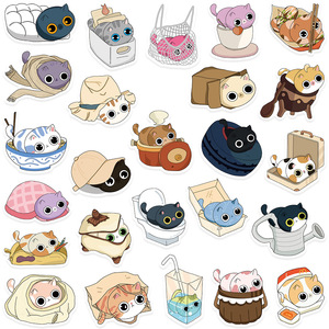 50 Uds. Pegatinas de grafiti de gato de dibujos animados para ocultar y buscar para pared de botella, pegatina de regalo creativa para tienda de mascotas - Product Image 4