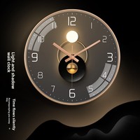 Jam Dinding Modern Senyap dengan Efek Cahaya dan Bayangan, Analog Quartz Sweep Second Movement, Kreatif Sederhana Mewah, Bertenaga Baterai