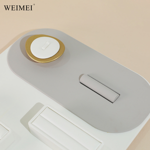 WEIMEI Custom Logo Wholesale Modern Minimalist White Grey Two-tone Rounded Corner Necklace Ring Showcase Jewelry Display Set - Product Image 2