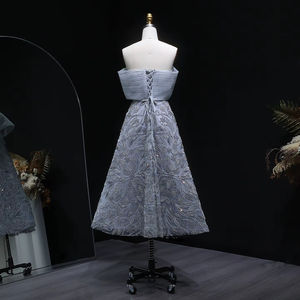 Jancember LSZ542 Dubai abu-abu gaun <span class=keywords><strong>Prom</strong></span> bahu terbuka manik-manik gaun A-line payet - Product Image 6