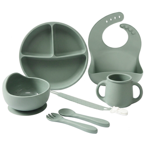 Ensemble de vaisselle pour bébé en silicone de qualité alimentaire personnalisé, assiette et bol à ventouse pour tout-petits, bavoirs, kit d'alimentation, vaisselle pour enfants, emballé dans une boîte - Product Image 5