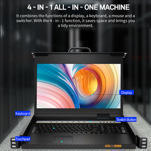 Dtvs 1U Rack-Mount KVM chuyển đổi với 17 "LED hiển thị 1 cổng USB + VGA hỗ trợ 1080P Độ Phân giải trong kho - Product Image 4