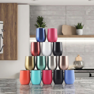 XL-Wholesale12oz Stainless Steel Vacuum <strong>Tumbler</strong> Egg Shape Insulated <strong>Wine</strong> Mug BPA Free <strong>Wine</strong> Cup Double Wall <strong>Wine</strong> <strong>Tumbler</strong> with Lid - Product Image 4