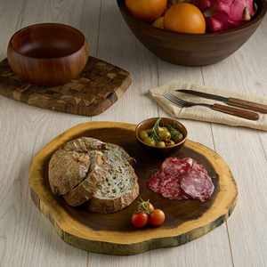 Planche à découper double face en bois d'acacia, 100% bois naturel, forme irrégulière, 3,0 cm d'épaisseur, pour steak, fruits, pain, découpe - Product Image 1