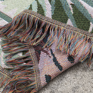 Tốt bán sản xuất Polyester dệt chăn tùy chỉnh Jacquard tấm thảm chăn tùy chỉnh Jacquard ném Dã Ngoại chăn mat - Product Image 3
