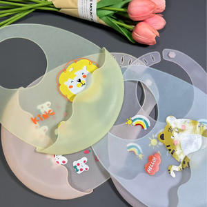 Baberos de silicona para bebé, tipo arco, de 0 a 12 meses, con estampado de dibujos animados, accesorio de alimentación suave e impermeable, rosa claro, azul, amarillo, naranja, rosa - Product Image 4