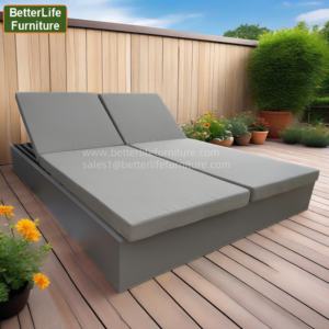 Chaise longue double confortable pour l'extérieur, zone piscine, <span class=keywords><strong>2</strong></span> places, chaise longue <span class=keywords><strong>de</strong></span> <span class=keywords><strong>jardin</strong></span>, <span class=keywords><strong>lit</strong></span> <span class=keywords><strong>de</strong></span> jour en rotin, mobilier <span class=keywords><strong>de</strong></span> patio, canapé d'angle, chaise longue - Product Image 2