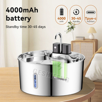 Distributeur d'eau sans fil pour chat en acier inoxydable 236oz/7l Fontaine à eau pour chien pour animaux de compagnie avec capteur de mouvement Pompe ultra silencieuse