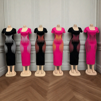 Vente en gros Robe d'été décontractée à manches courtes et à taille haute en queue de poisson avec impression pour femmes