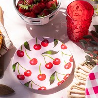 Sweet Cherry Collection Assiettes à dessert Set de 4 service de vaisselle rose Set de 12 plats