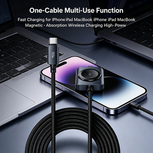 Cable de Carga Rápida 2 en 1 Tipo C PD de 100 W, Cargador Inalámbrico Magnético para Relojes IOS Serie Ultra <span class=keywords><strong>SE</strong></span>, Trenzado de Nailon - Product Image 2