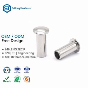 Rivet semi-tubulaire en acier inoxydable M6 à tête bombée CLASSE 4 3/8 Finition brillante Marque Saitong Modèle ISO pour assemblage industriel - Product Image 1