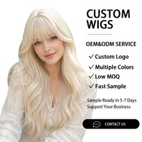 Perruque synthétique longue ondulée blond platine pour femme, avec frange complète, résistante à la chaleur, pour usage quotidien et fêtes – Fournisseur d'usine