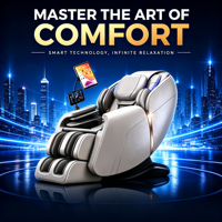 Fauteuil de massage 3D intelligent avec commande vocale IA, rail SL, inclinaison intégrale, écran tactile, masseur zéro gravité pour la maison et le bureau