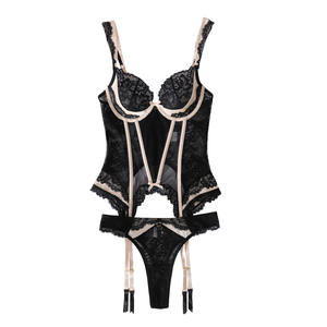<span class=keywords><strong>Lingerie</strong></span> Femminile Sexy Premium Corsetto Sinuoso <span class=keywords><strong>Body</strong></span> 2 Pezzi Set Esclusivo con Giunture a Contrasto di Colore <span class=keywords><strong>Lingerie</strong></span> Erotica da Donna Cougar con Fiocco - Product Image 5