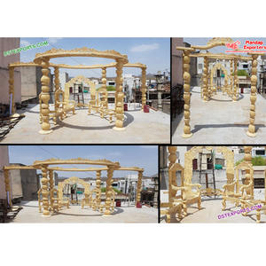 Grand Mandap en bois pour mariage, artisanat royal français, Mandap rond en bois, dernier Mandap en bois sculpté à la main pour mariage - Product Image 1